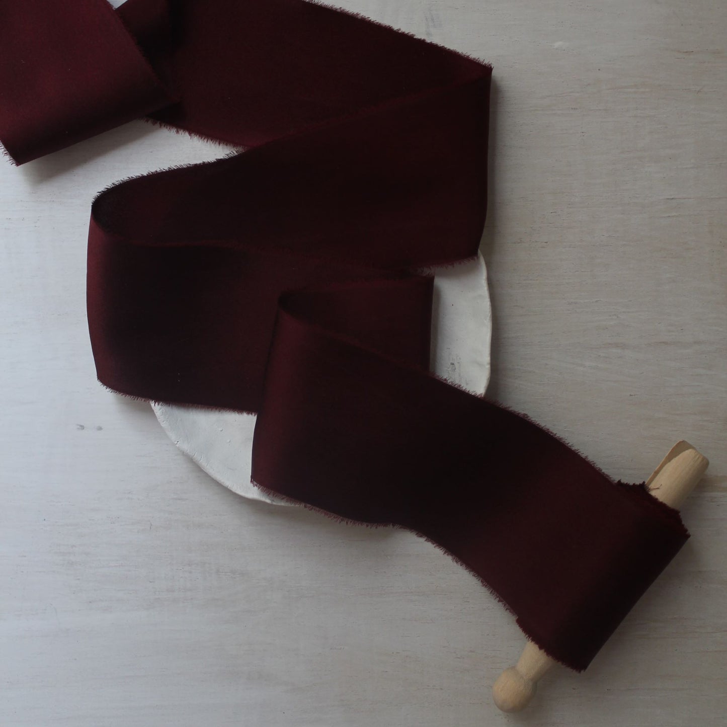 BURGUNDY Silk Charmeuse Ribbon Hand Torn