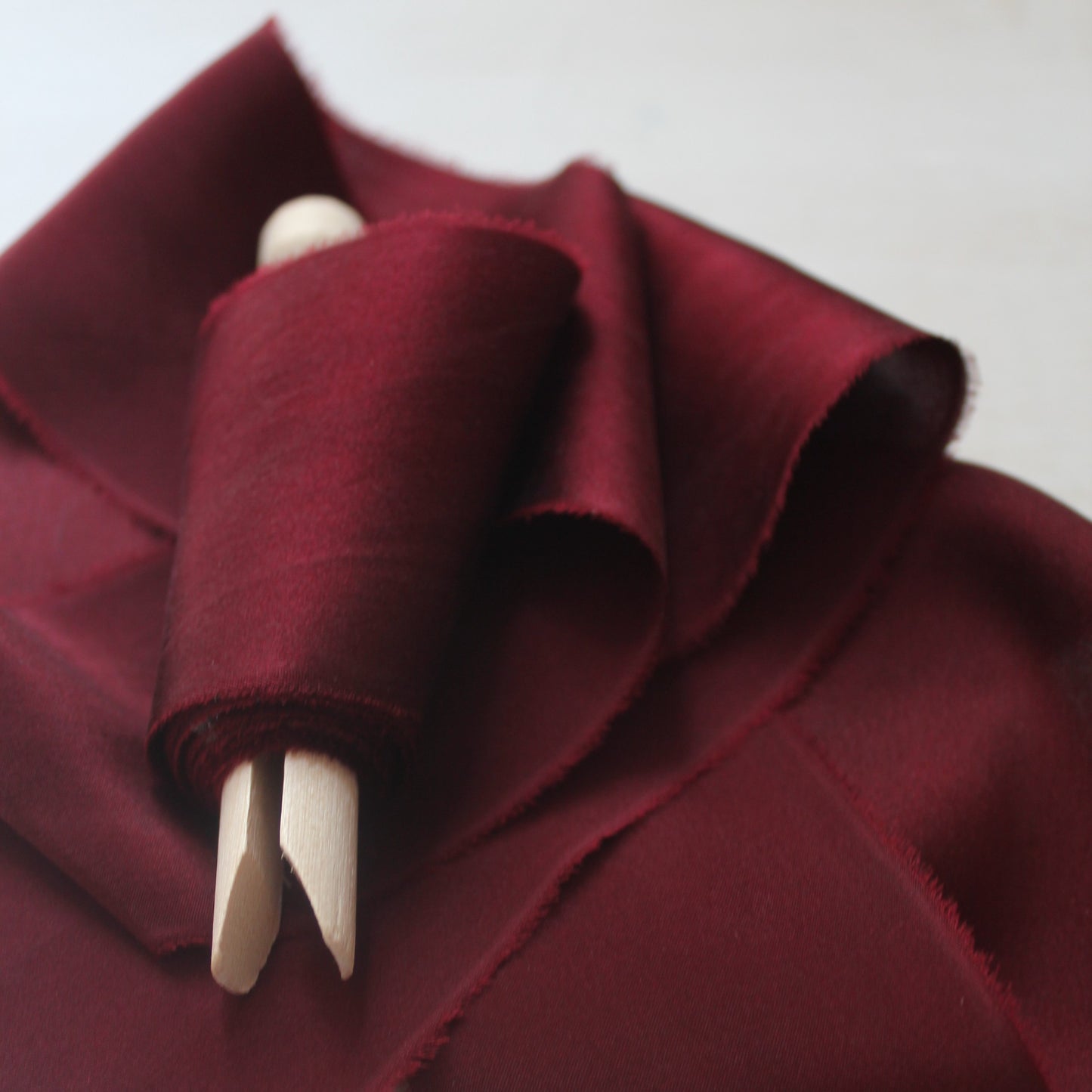 BURGUNDY Silk Charmeuse Ribbon Hand Torn