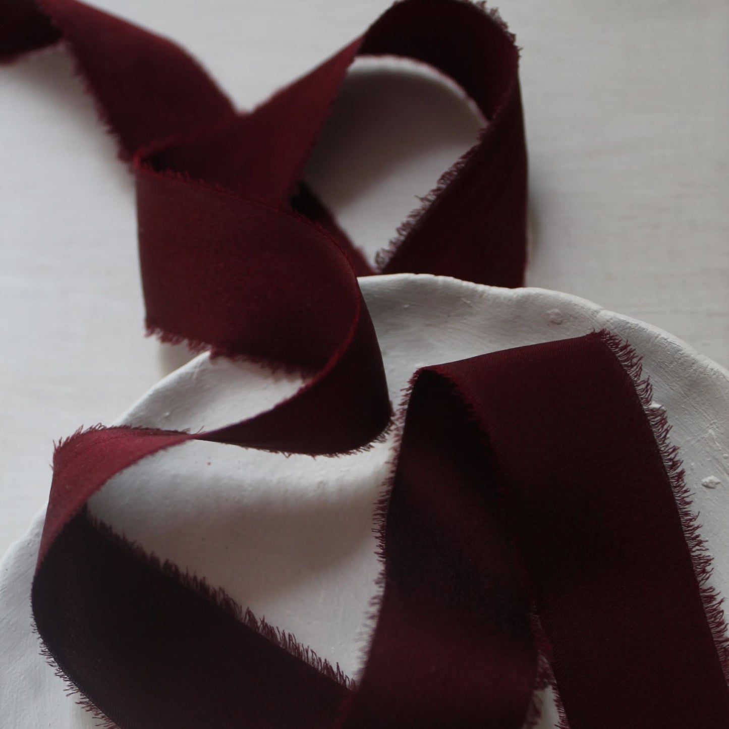 BURGUNDY Silk Charmeuse Ribbon Hand Torn