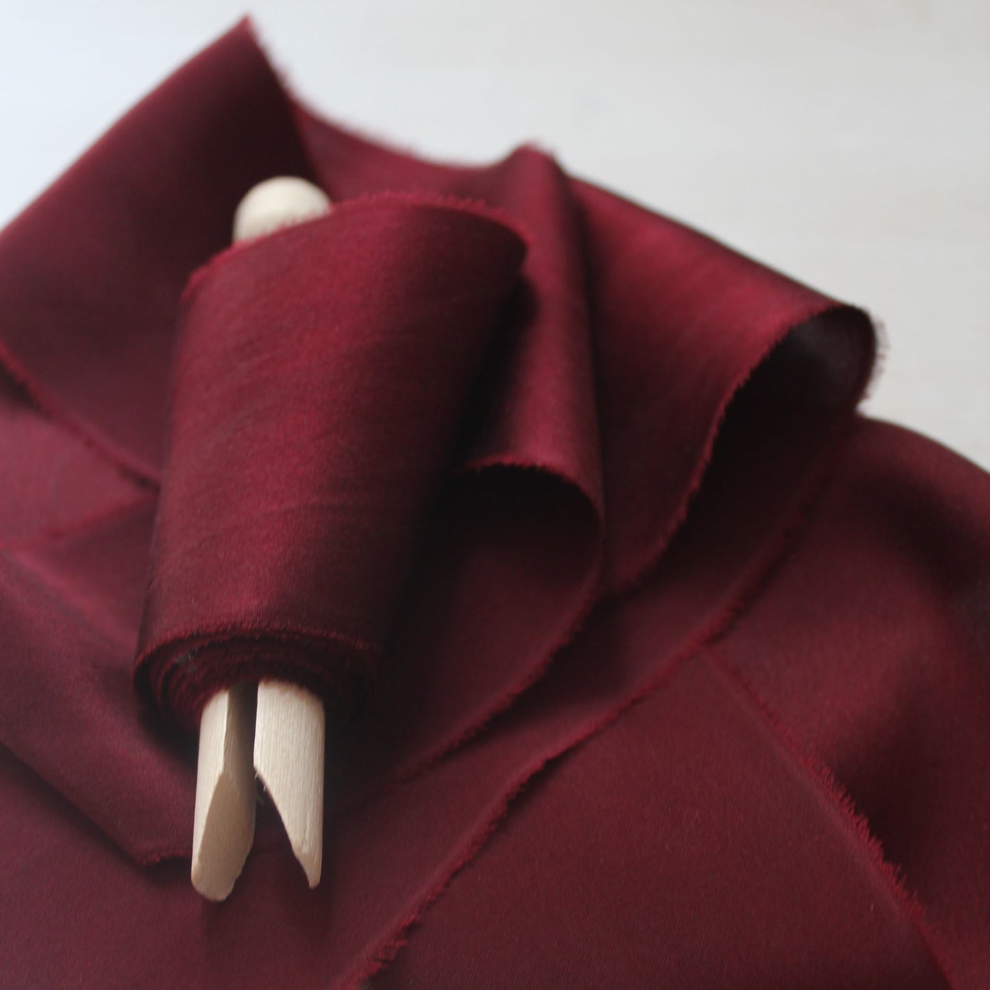 BURGUNDY Silk Charmeuse Ribbon Hand Torn