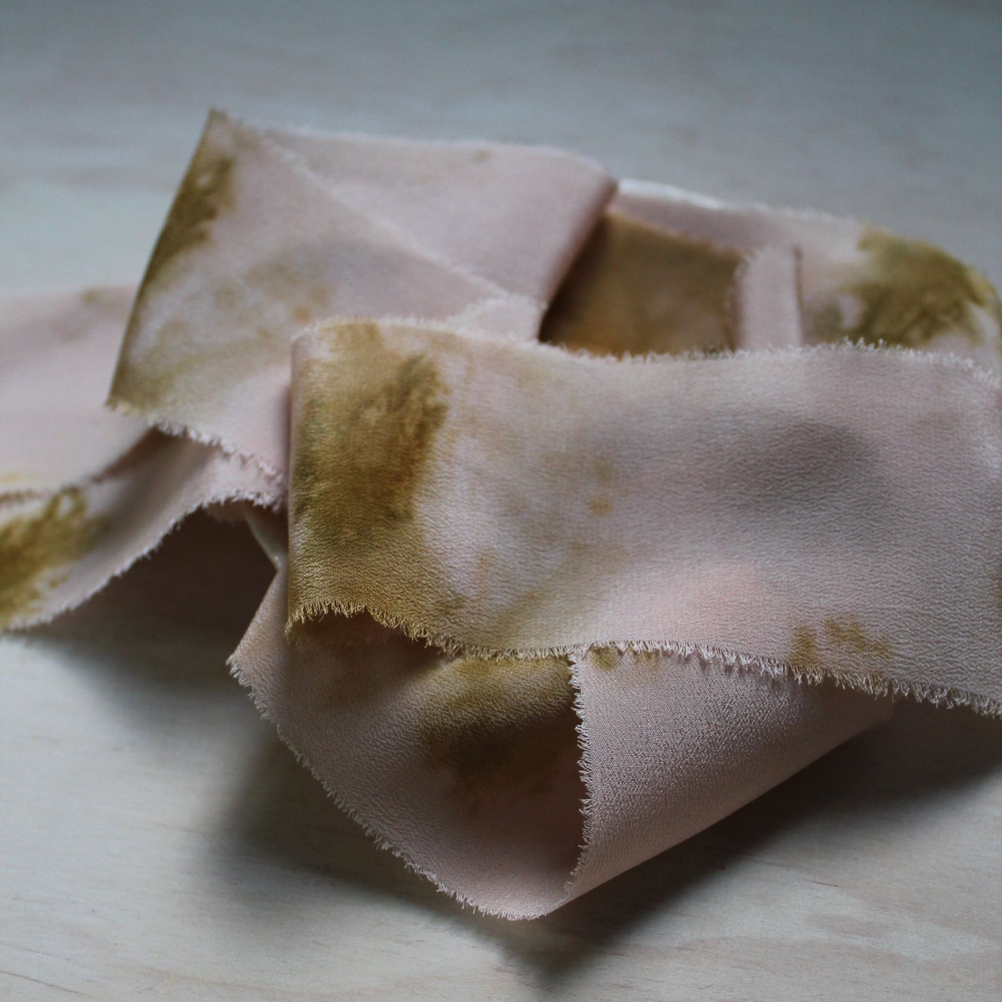 Marigold print Silk Crepe de Chine Ribbon Hand Torn