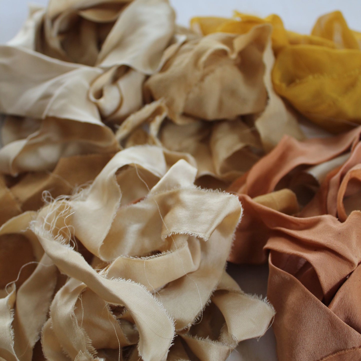 YELLOW and IVORY Silk Ribbon - Seconds bundle