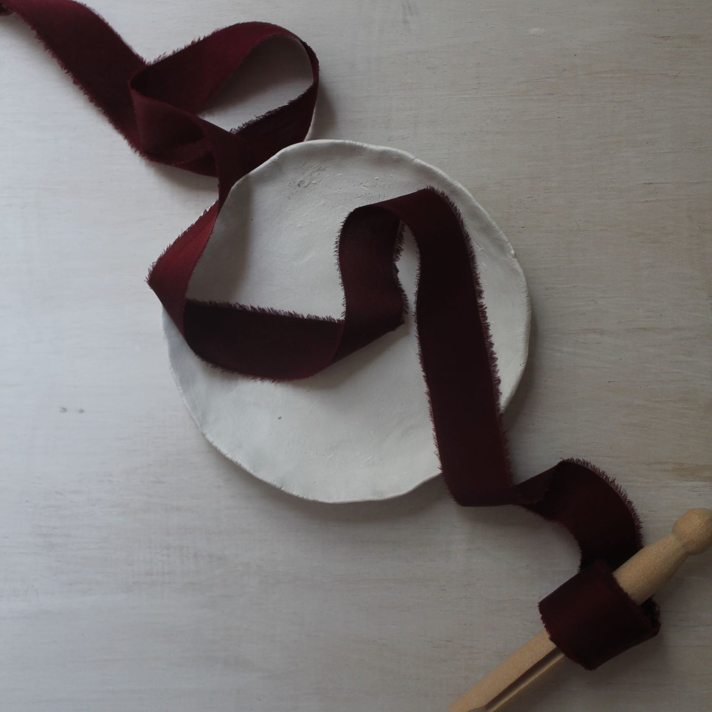 BURGUNDY Silk Charmeuse Ribbon Hand Torn