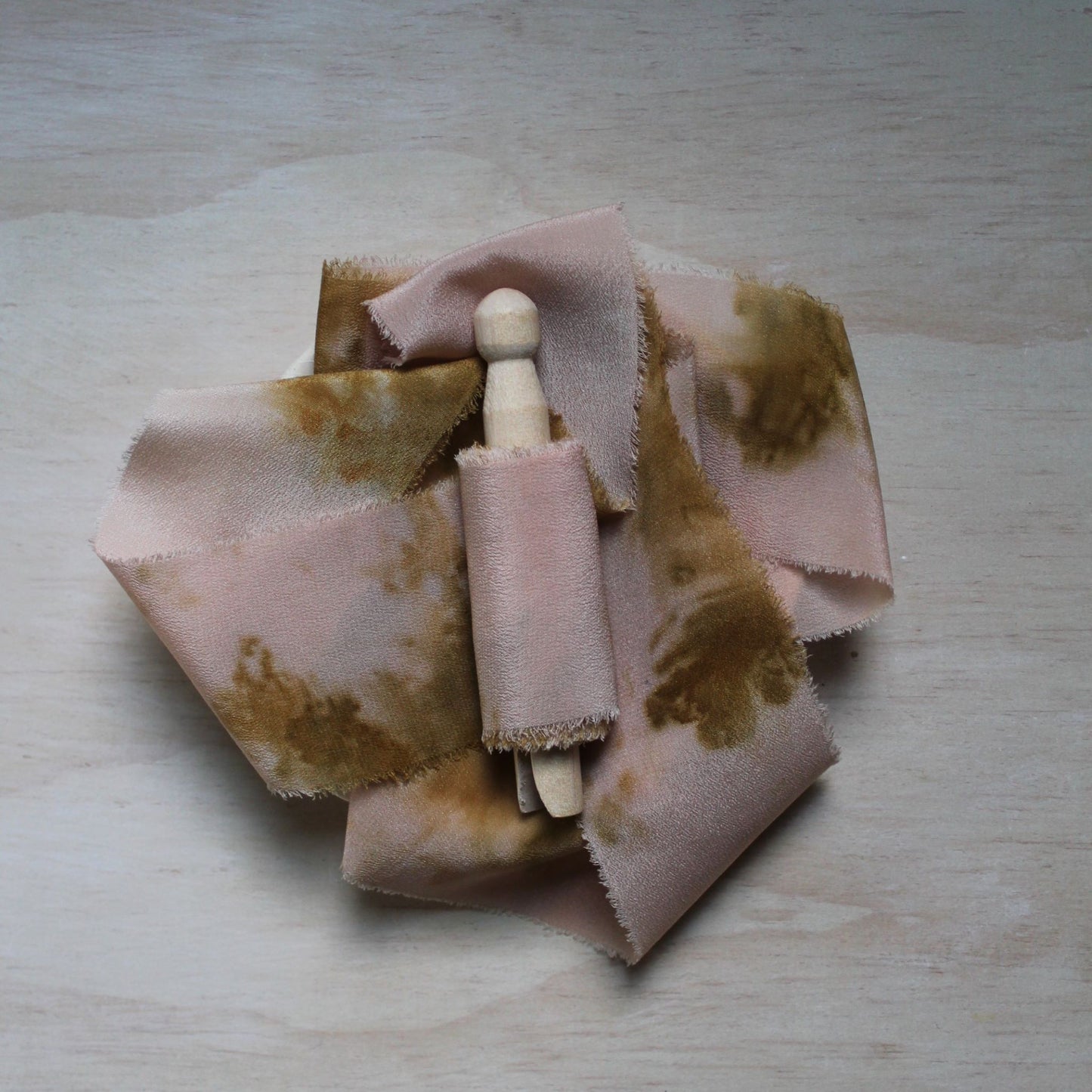 Marigold print Silk Crepe de Chine Ribbon Hand Torn