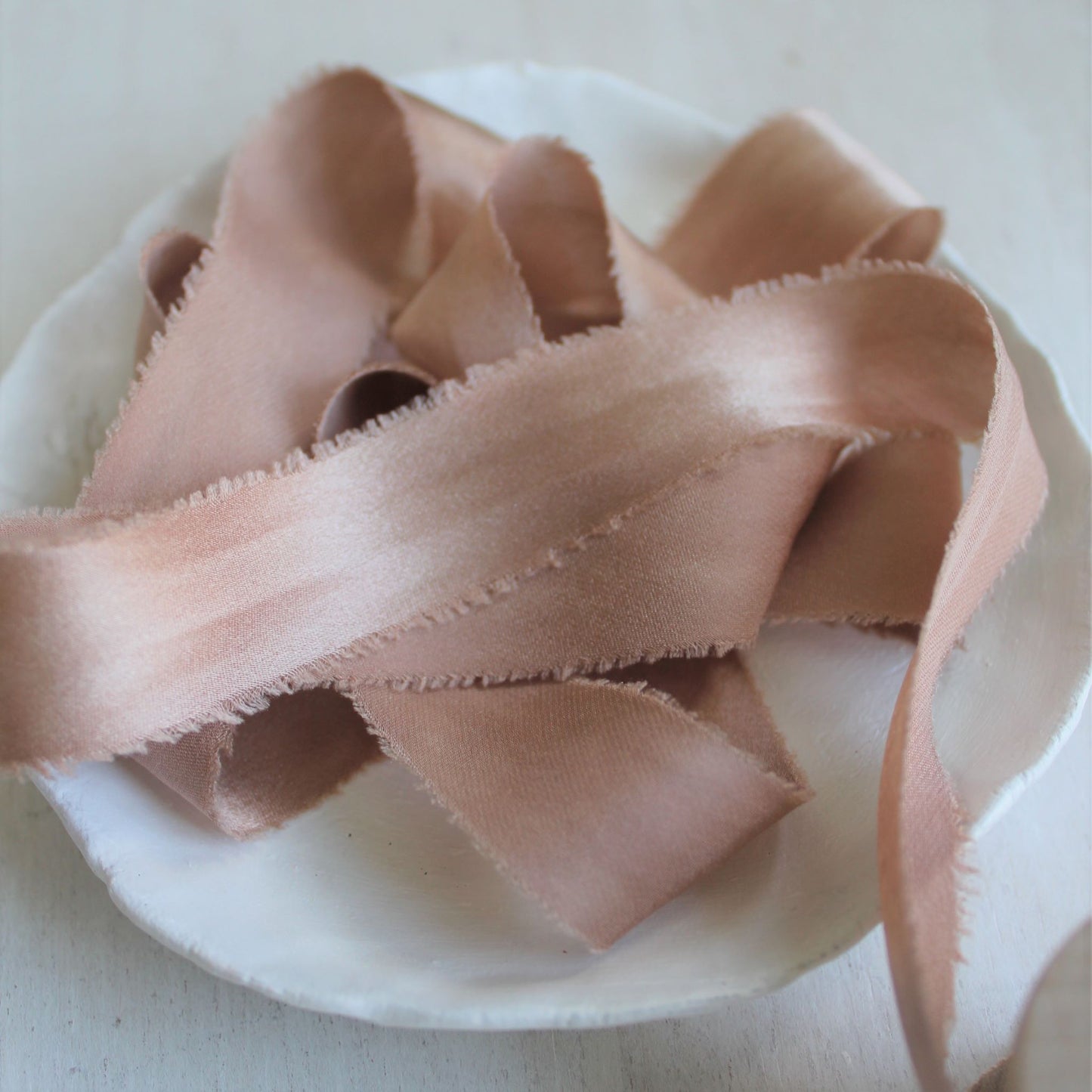 DUSTY ROSE Silk Charmeuse Ribbon Bias Cut