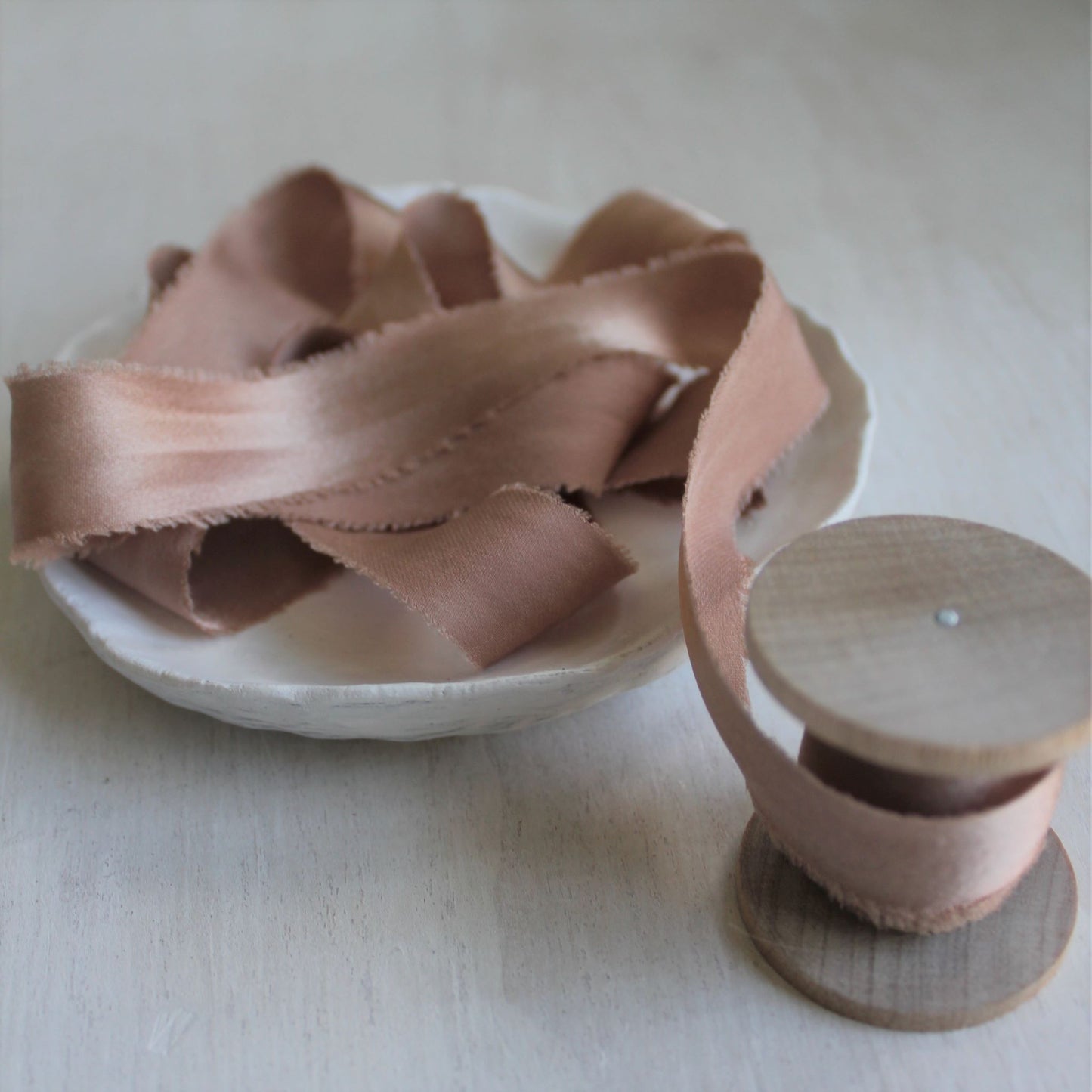 DUSTY ROSE Silk Charmeuse Ribbon Bias Cut