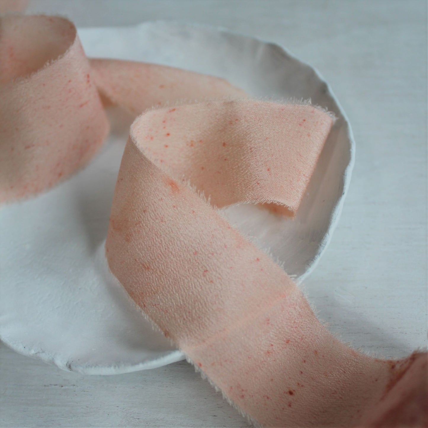 Silk crepe de chine ribbon in pale blush for bouquets