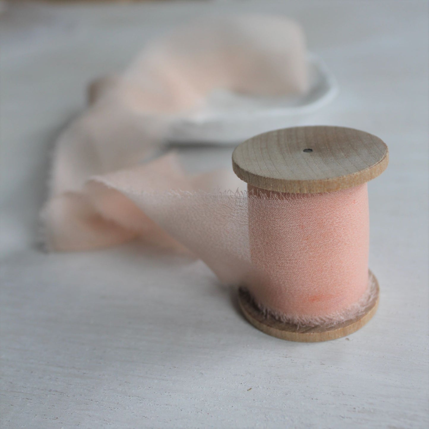 PINK BLUSH Silk Chiffon Ribbon Hand Torn