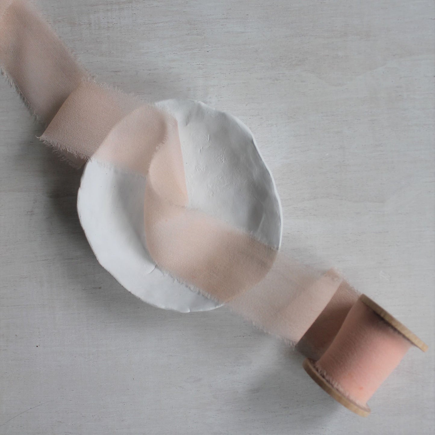 PINK BLUSH Silk Chiffon Ribbon Hand Torn