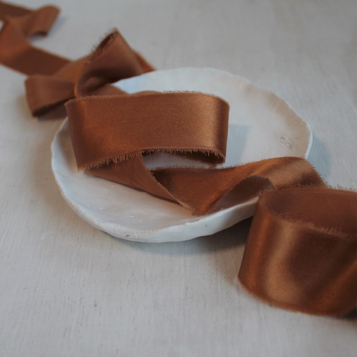 TERRA COTTA Silk Charmeuse Ribbon Hand Torn