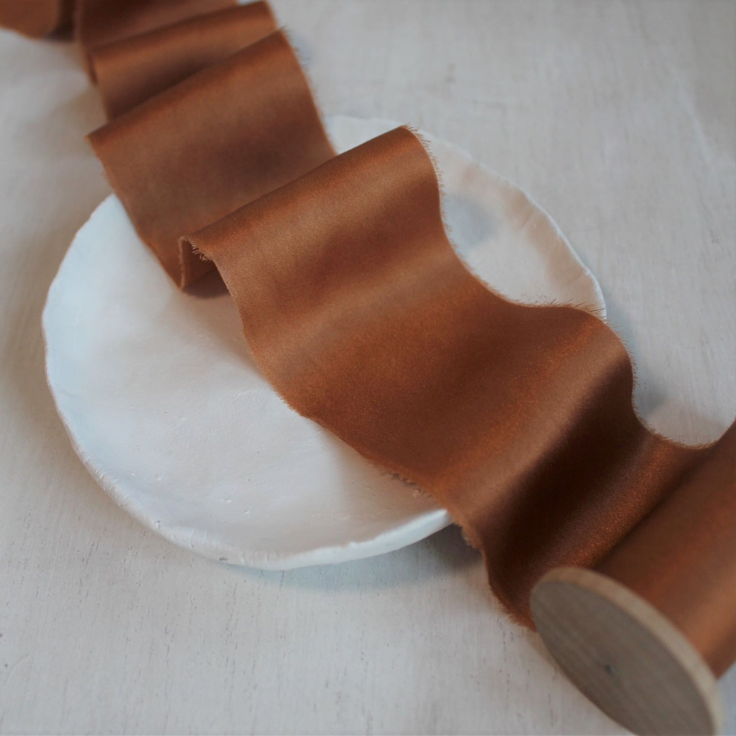 TERRA COTTA Silk Charmeuse Ribbon Hand Torn