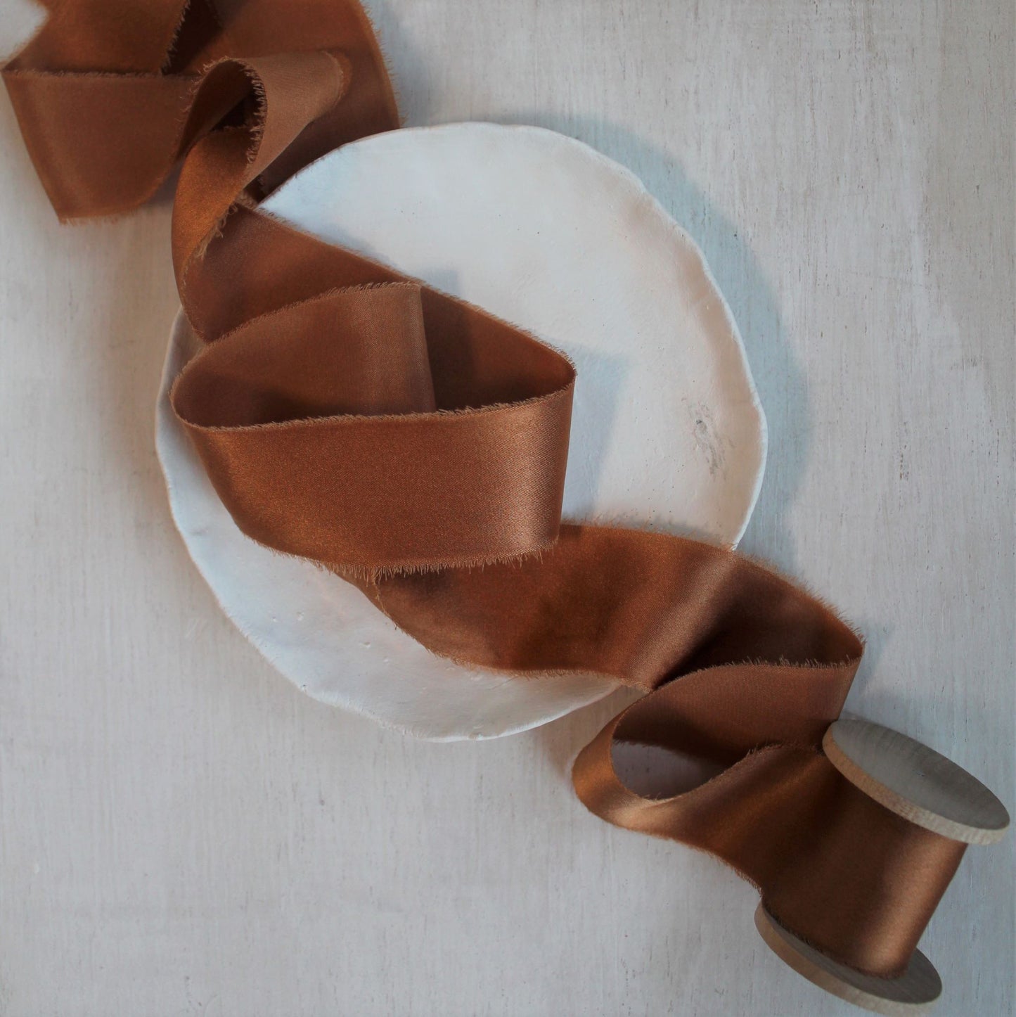 TERRA COTTA Silk Charmeuse Ribbon Hand Torn