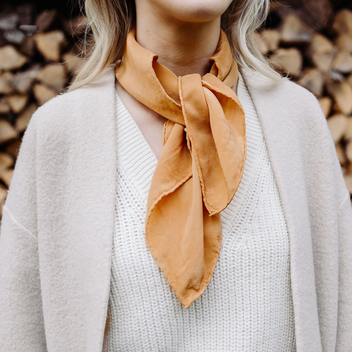 TERRA COTTA silk scarf 25"x 25"