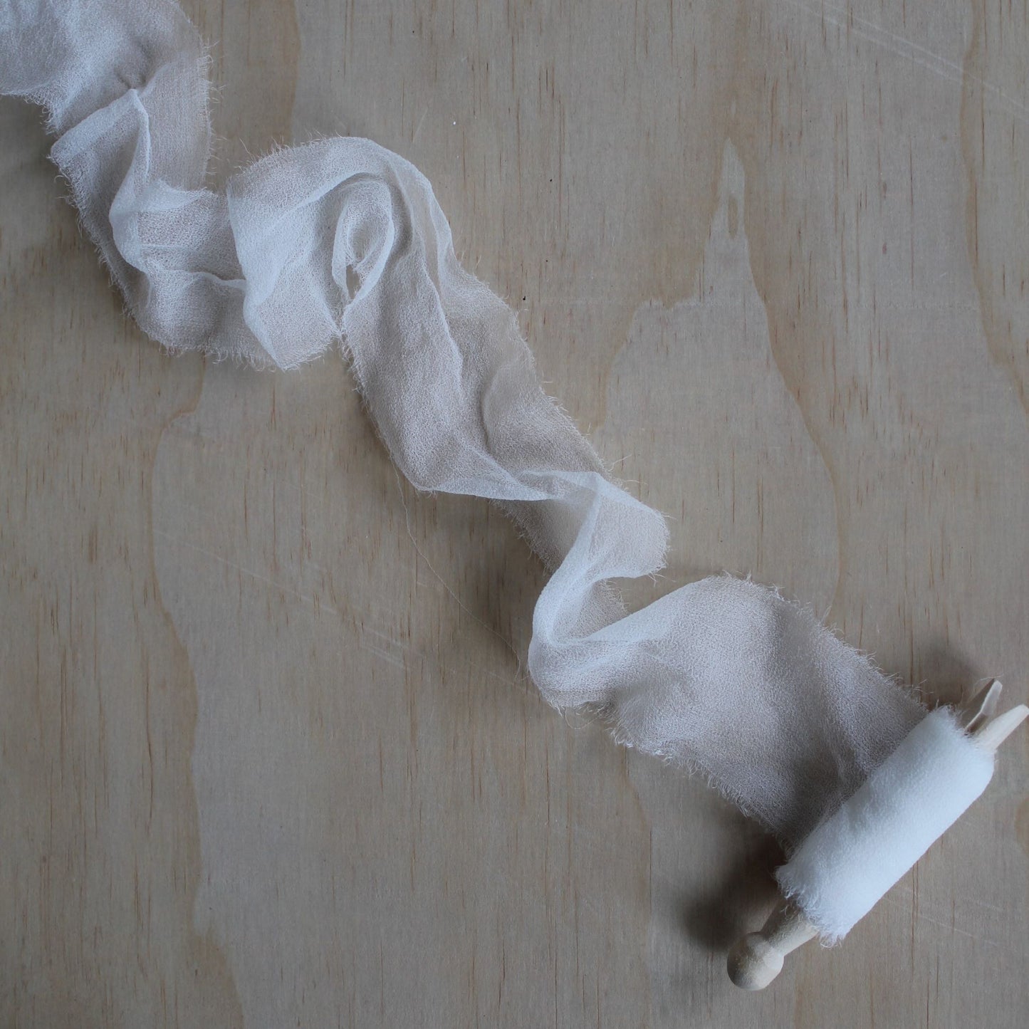 elicate white chiffon silk ribbon with feathered edges