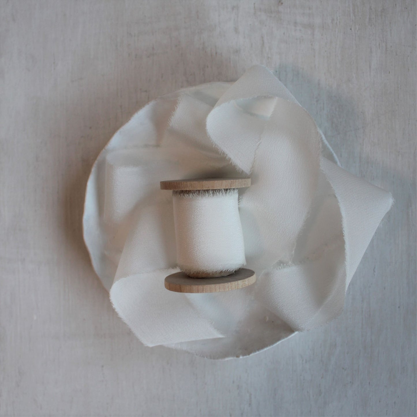 White Silk Crepe de Chine Ribbon Hand Torn