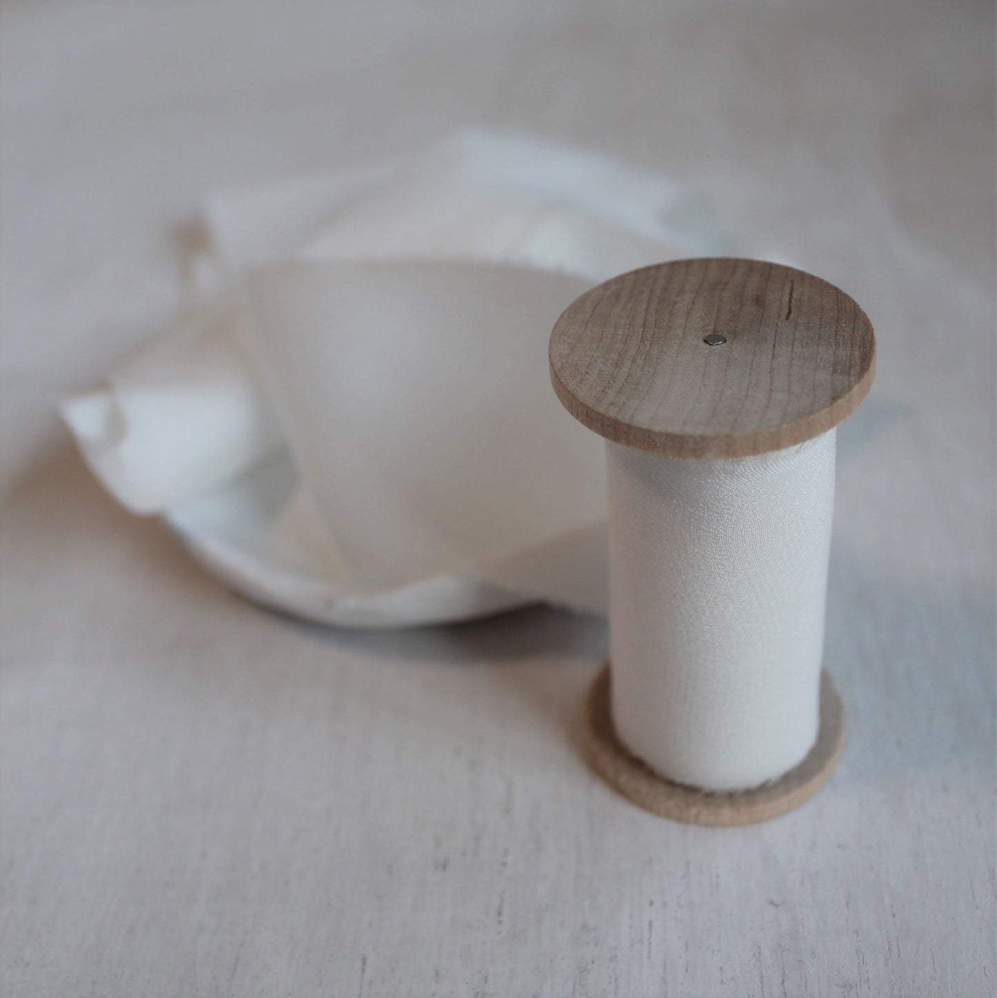 White Silk Crepe de Chine Ribbon Hand Torn