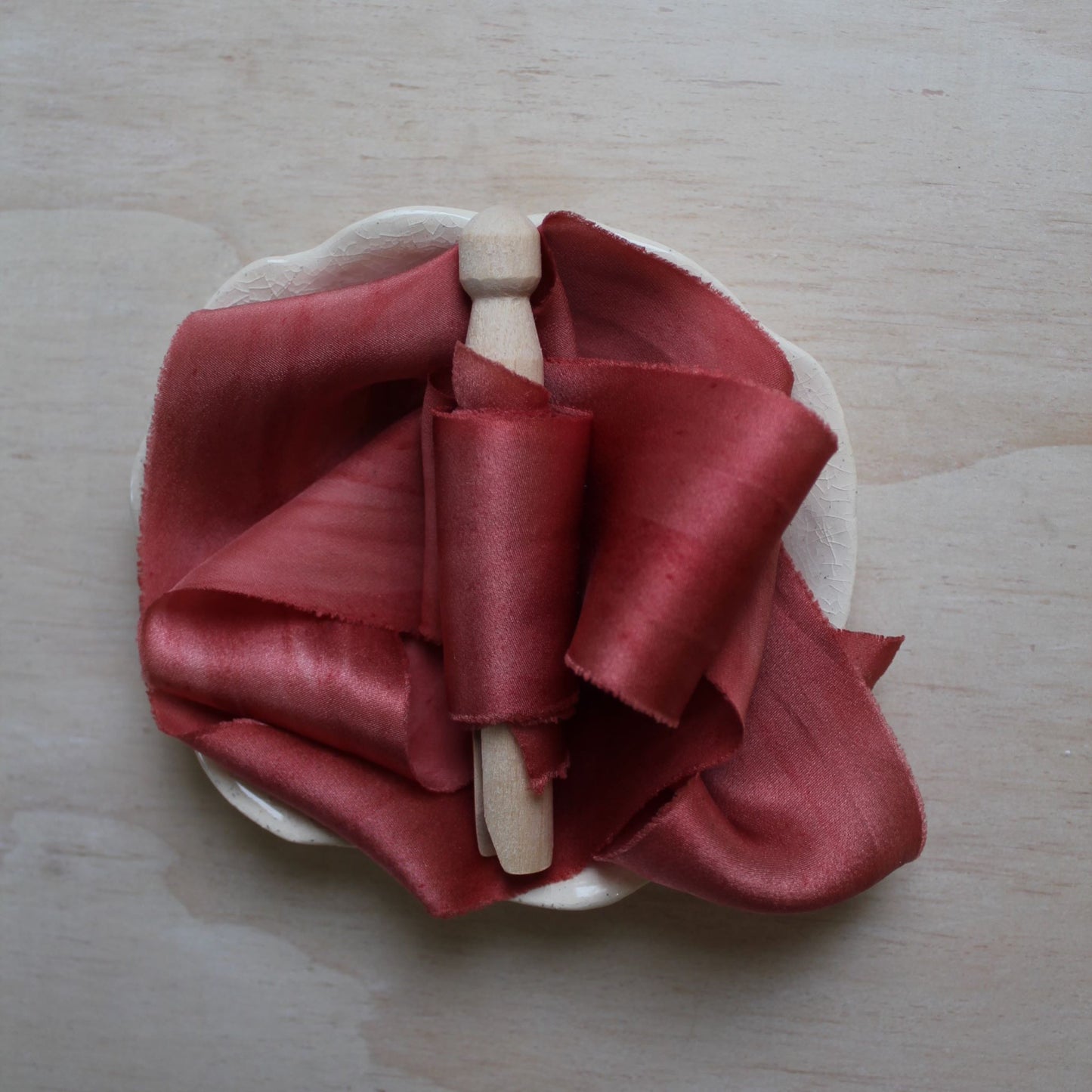 Dusty RED Silk Charmeuse Ribbon Bias Cut LIMITED