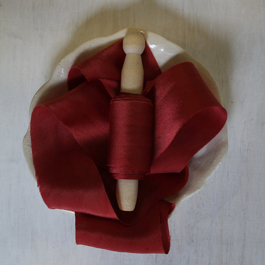 Christmas RED Silk Charmeuse Ribbon Bias Cut (hand cut)