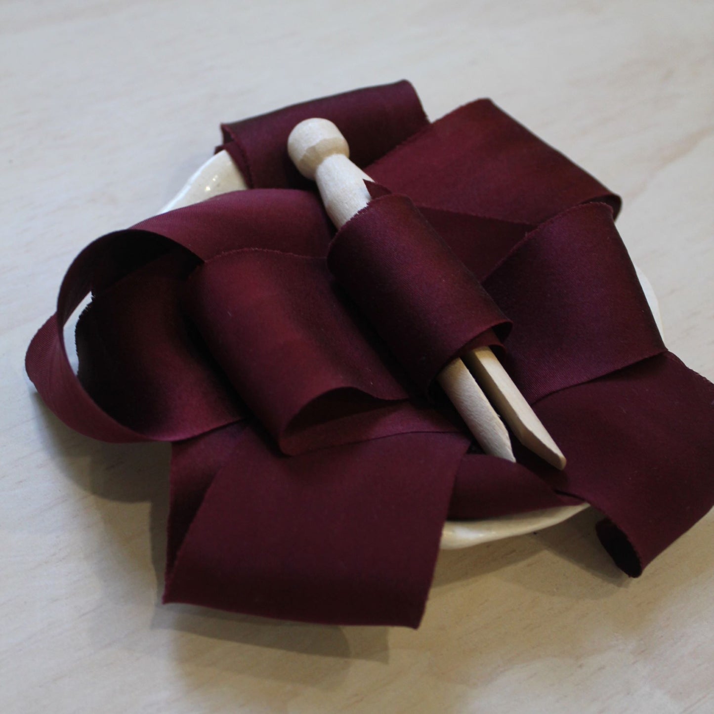 BURGUNDY Silk Charmeuse Ribbon Bias Cut (hand cut)