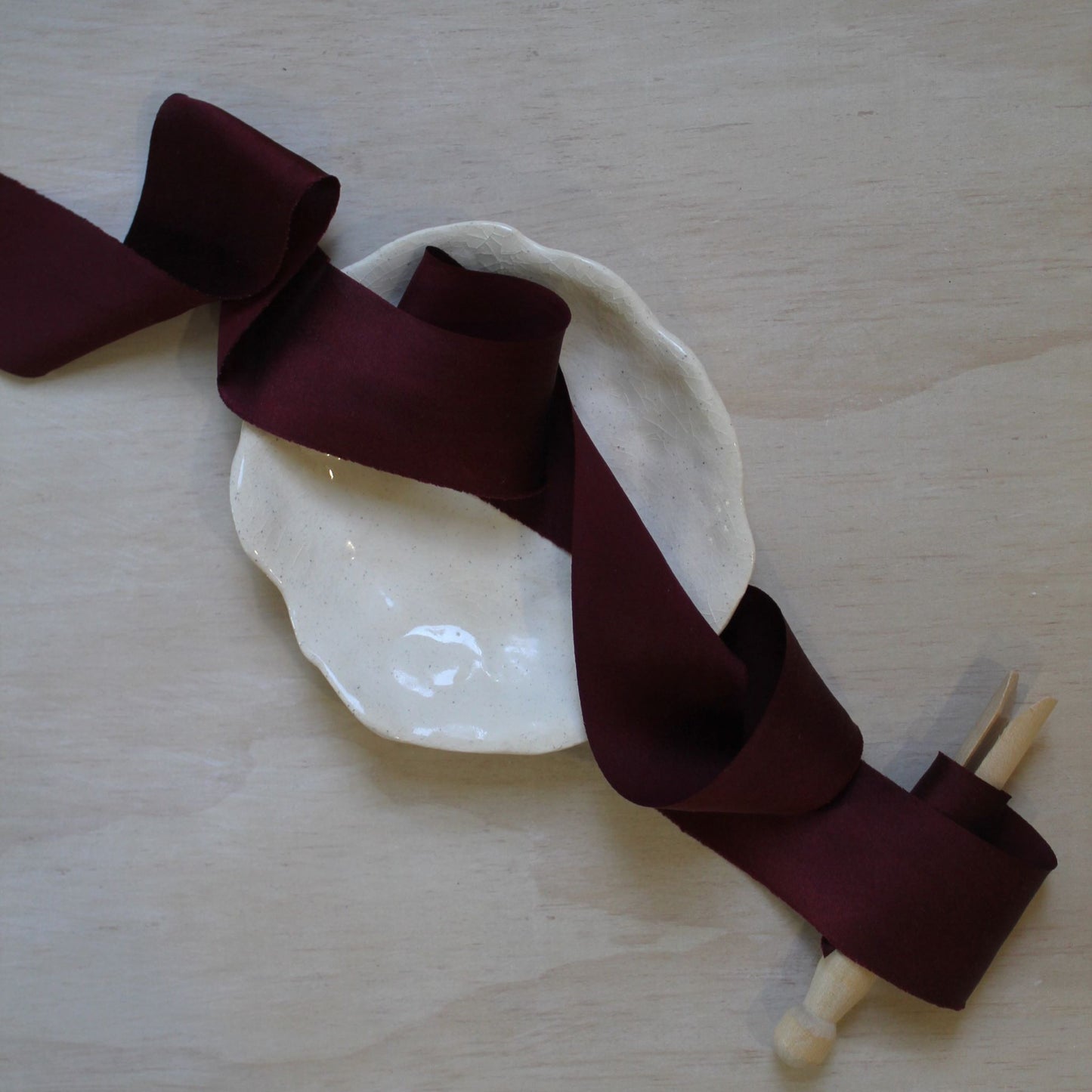 BURGUNDY Silk Charmeuse Ribbon Bias Cut (hand cut)