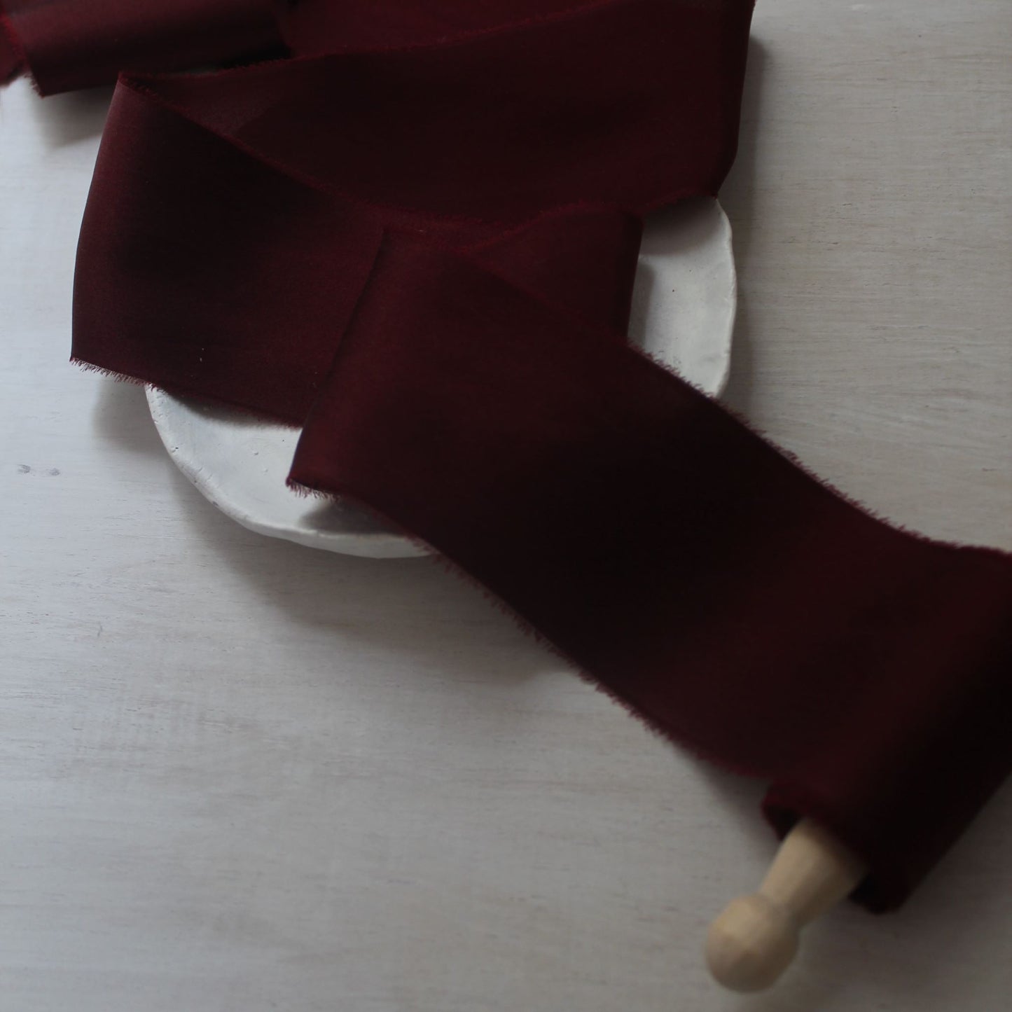 BURGUNDY Silk Charmeuse Ribbon Hand Torn
