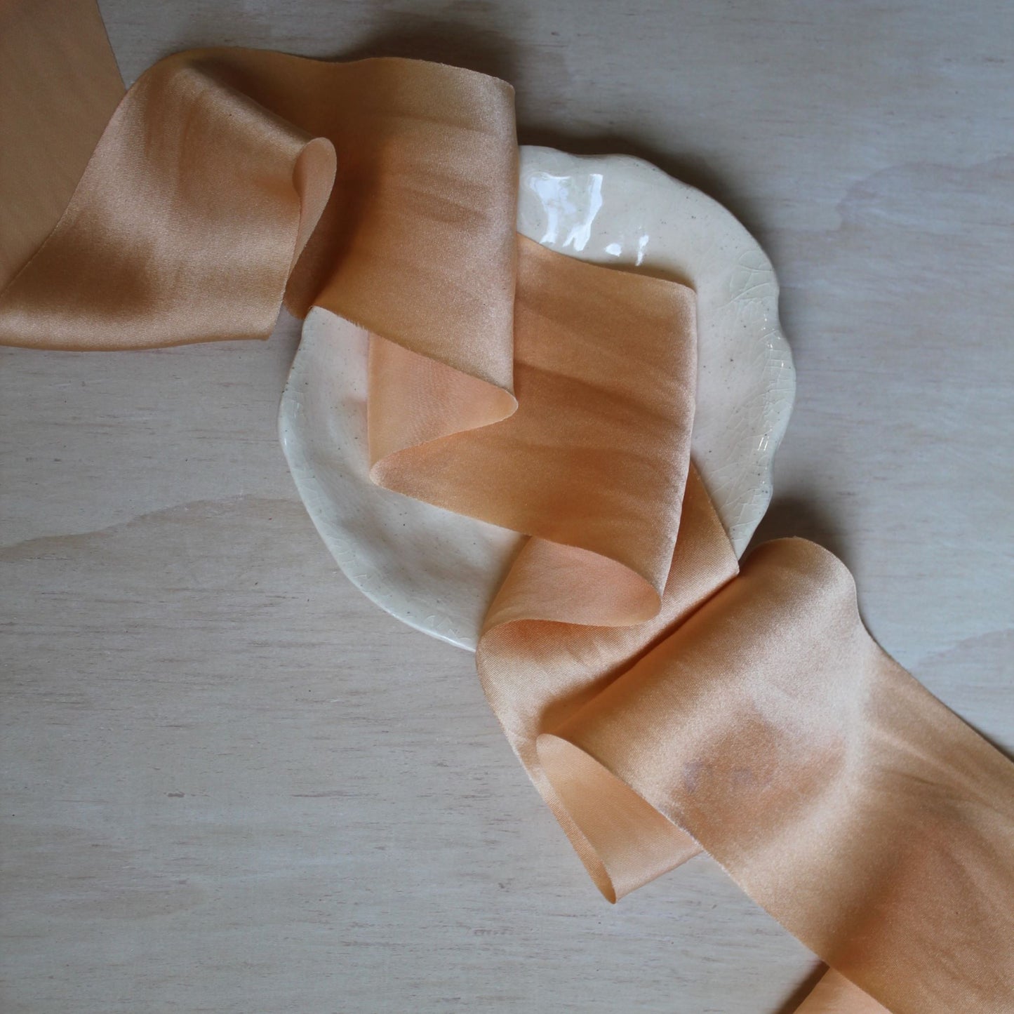 PEACH Silk Charmeuse Ribbon Bias Cut (hand cut)