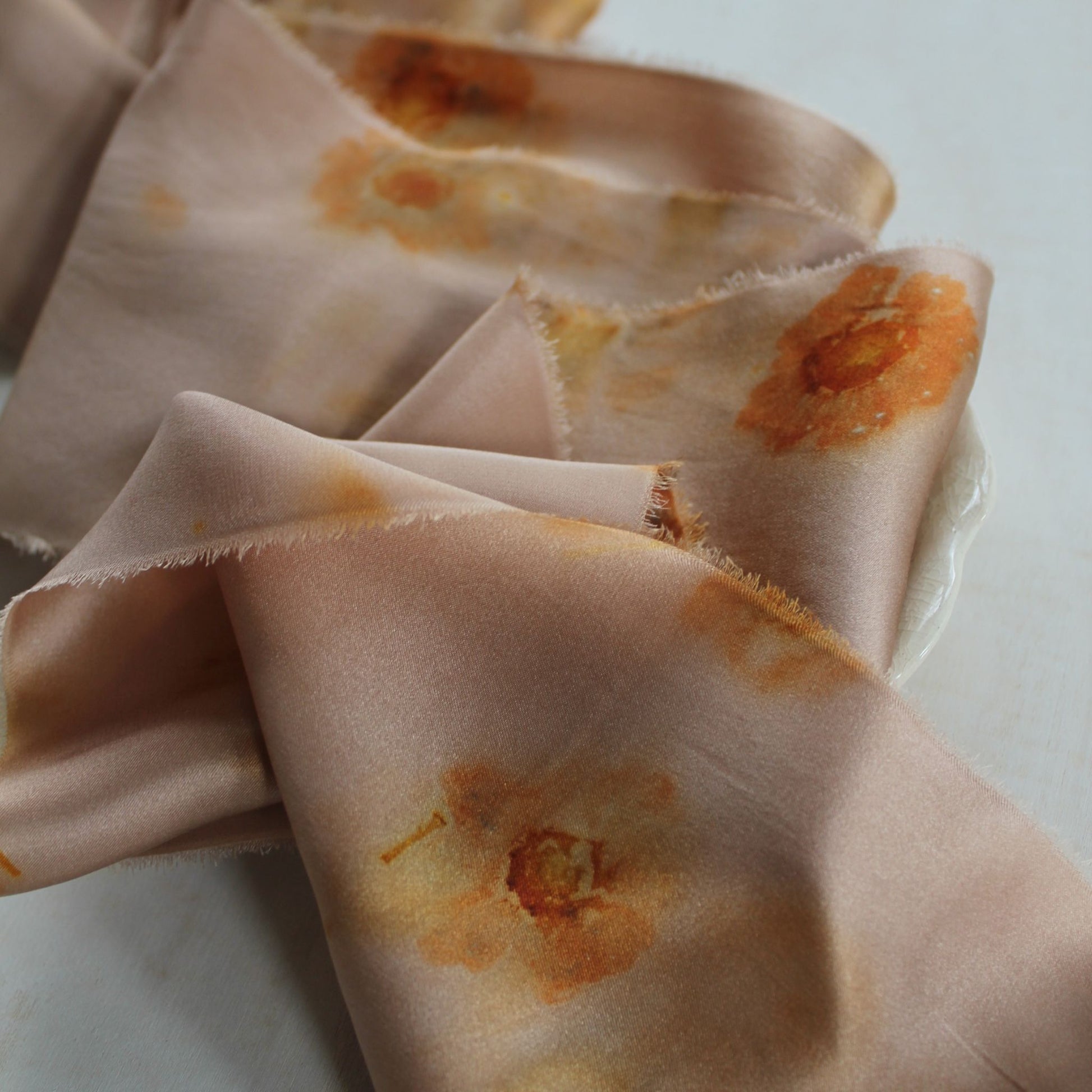 Elegant silk ribbon with natural botanical pattern, perfect for weddings