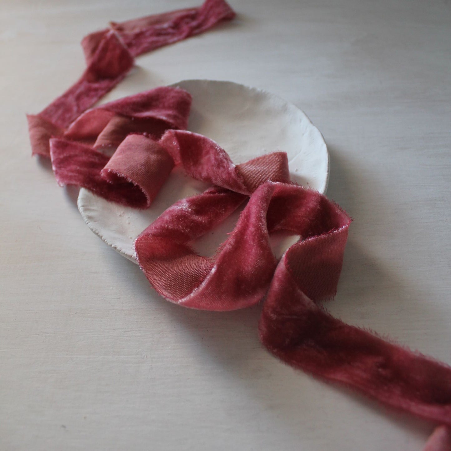 BERRY Silk Velvet Ribbon Hand Torn
