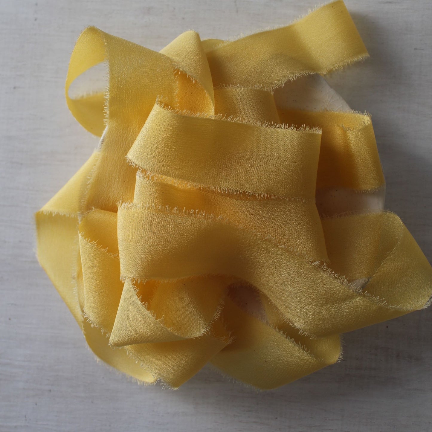 YELLOW buttercup Silk Crepe de Chine Ribbon Hand Torn