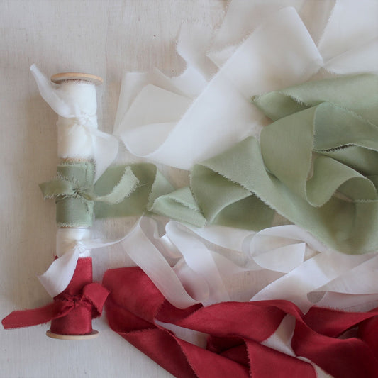 Christmas Silk Ribbon Mixed set, wreaths, ornaments, gift wrapping