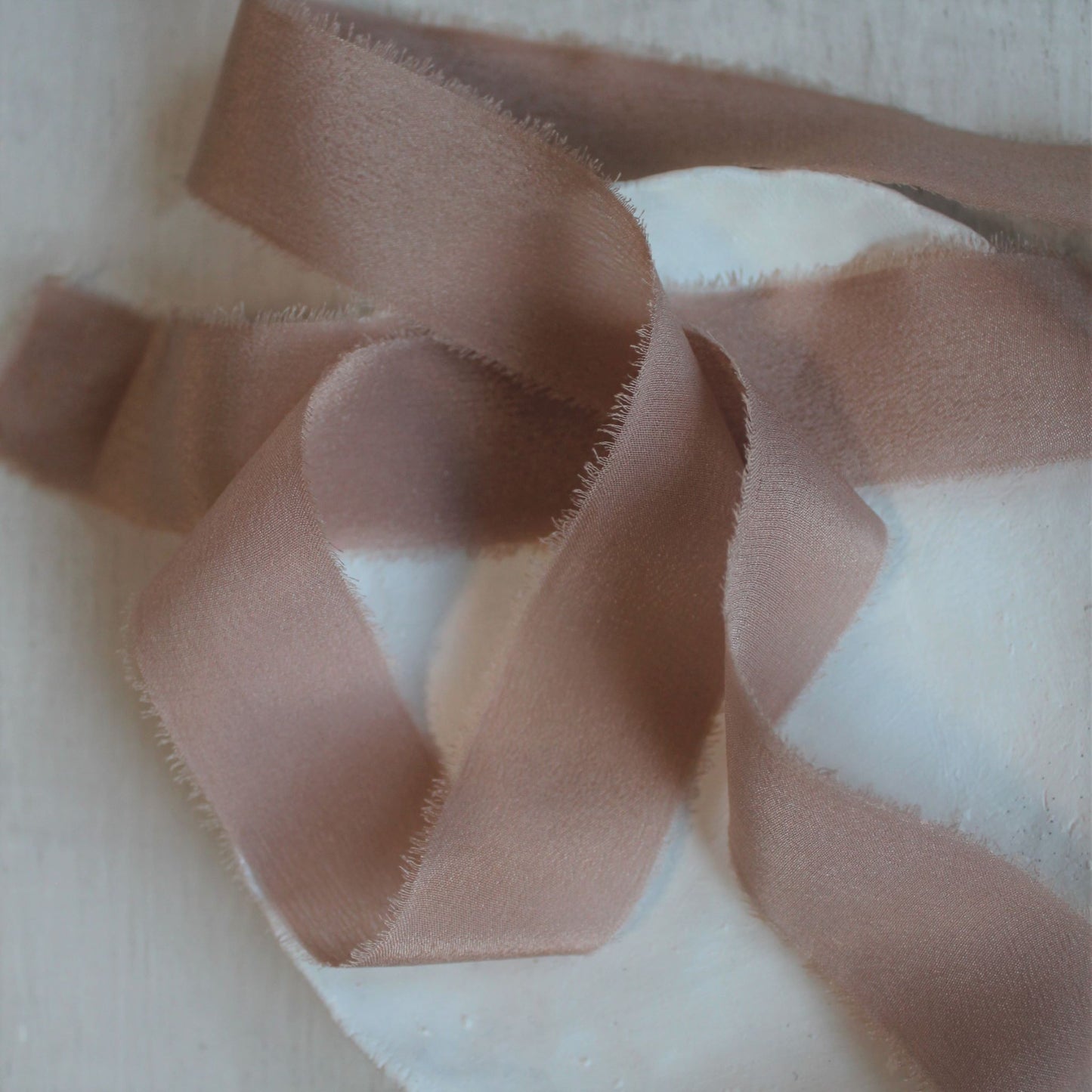 DUSTY ROSE Silk Crepe de Chine Ribbon Hand Torn