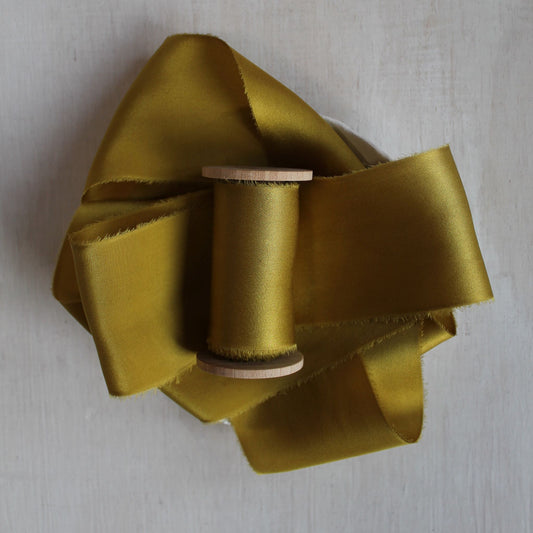 GOLD Silk Charmeuse Ribbon Hand Torn