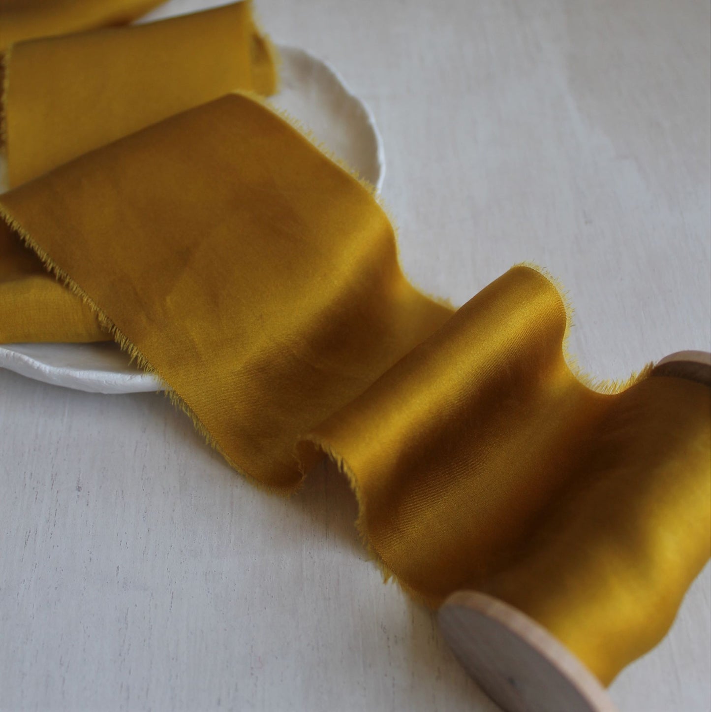 GOLD Silk Charmeuse Ribbon Hand Torn
