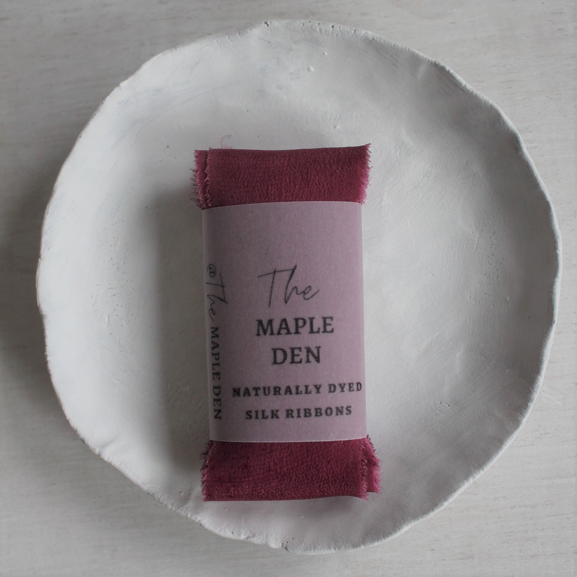 Rustic hand-torn berry silk ribbon, ideal for flatlays, bouquets, and wedding invitations.
