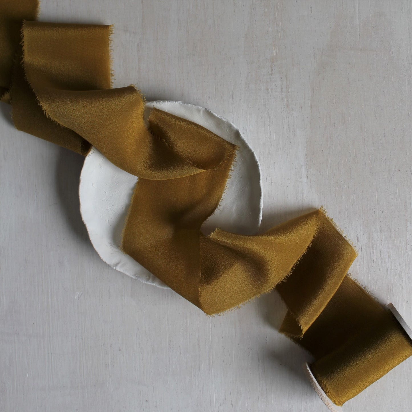 MARIGOLD Silk Ribbon, Crepe de Chine Hand Torn