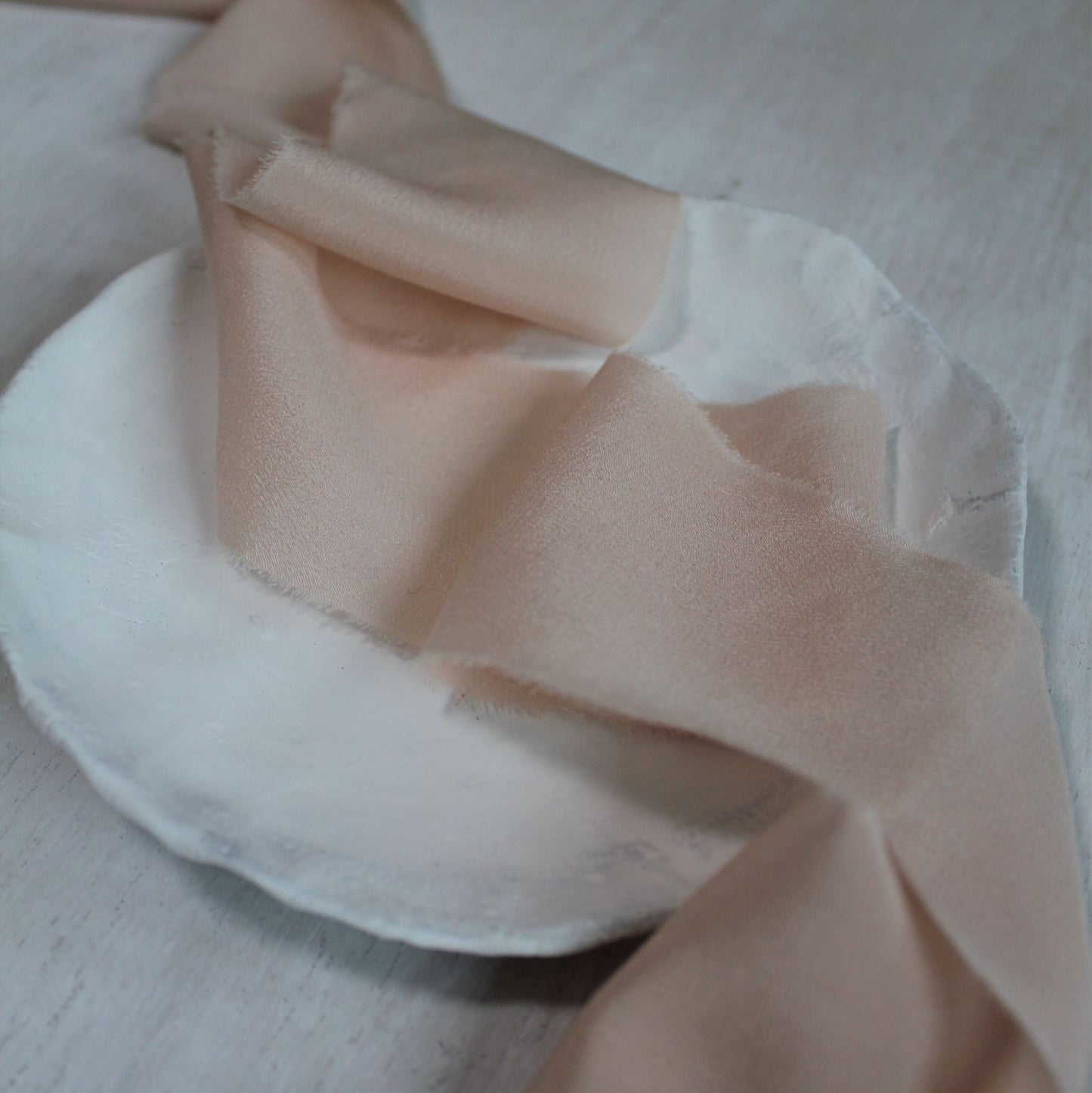 Touch of Pink Silk Crepe de Chine Ribbon Hand Torn