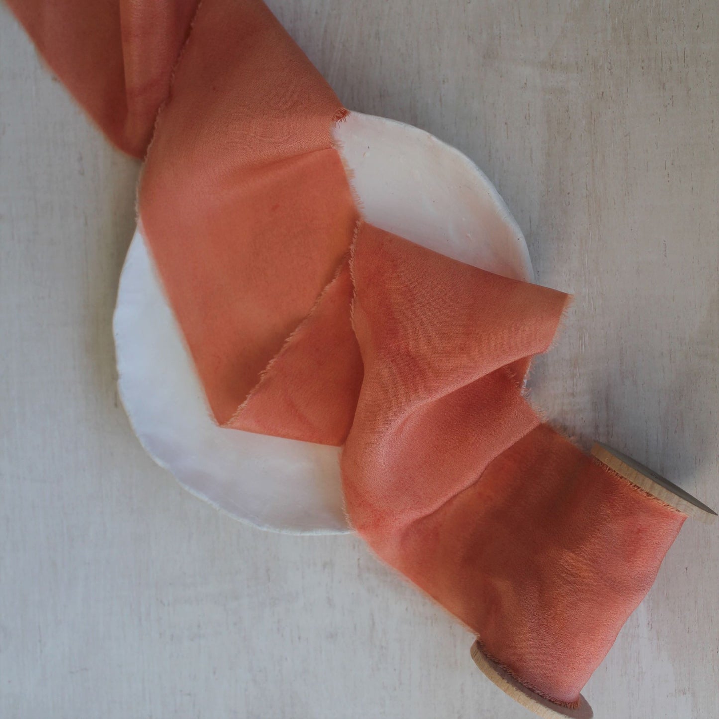 BRIGHT PINK Silk Crepe de Chine Ribbon Hand Torn