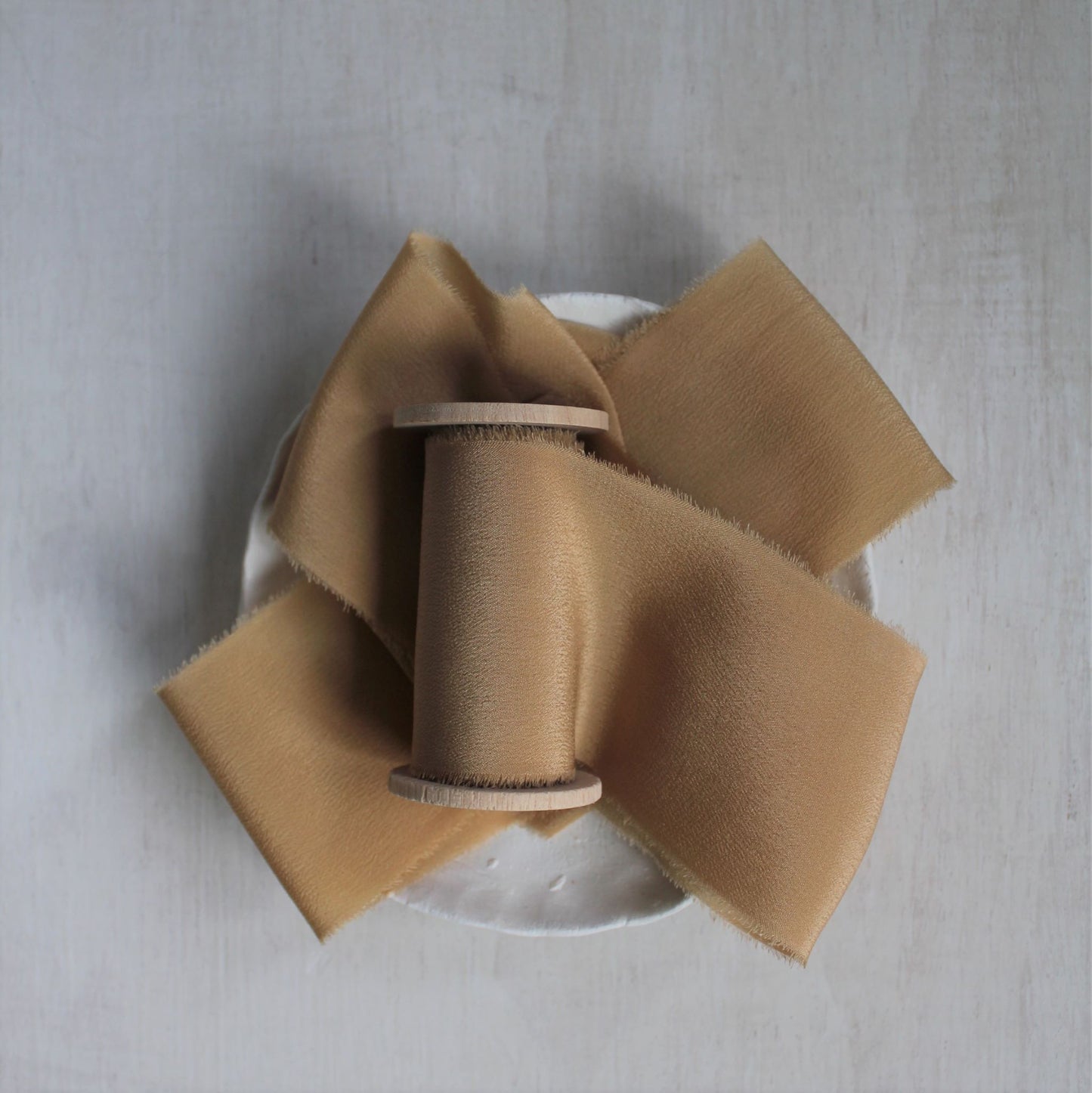 CARAMEL Silk Crepe de Chine Ribbon Hand Torn
