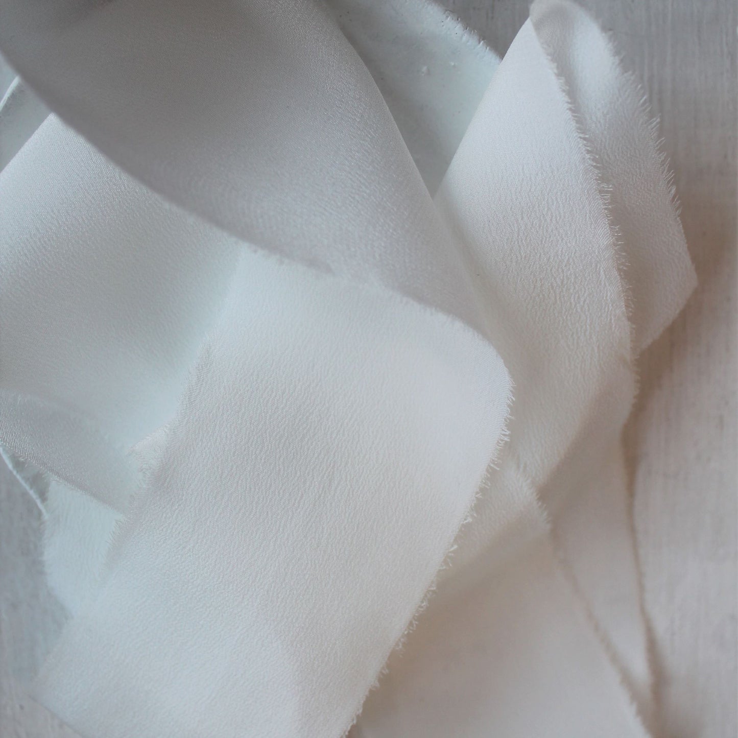 White Silk Crepe de Chine Ribbon Hand Torn