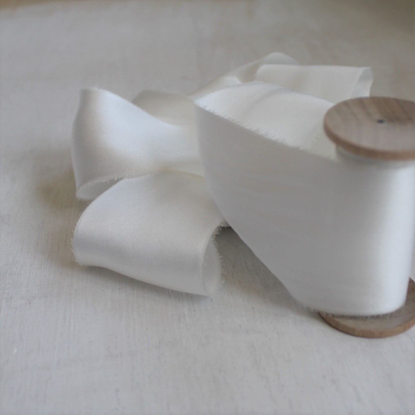 WHITE Silk Charmeuse Ribbon Hand Torn